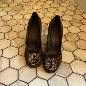 Tory Burch brown suede wedges